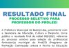 RESULTADO FINAL – PROCESSO SELETIVO PARA PROFESSOR(A) FORMADOR(A) MUNICIPAL DO PROLEEI 2025