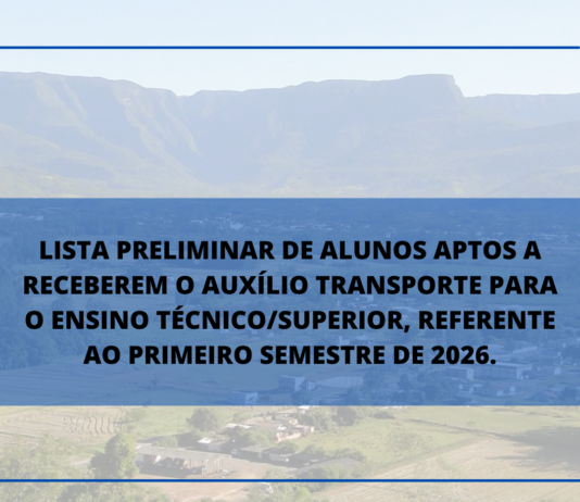 LISTA PRELIMINAR DE ALUNOS APTOS A RECEBEREM O AUXÍLIO TRANSPORTE PARA O ENSINO TÉCNICO/SUPERIOR, REFERENTE AO PRIMEIRO SEMESTRE DE 2026